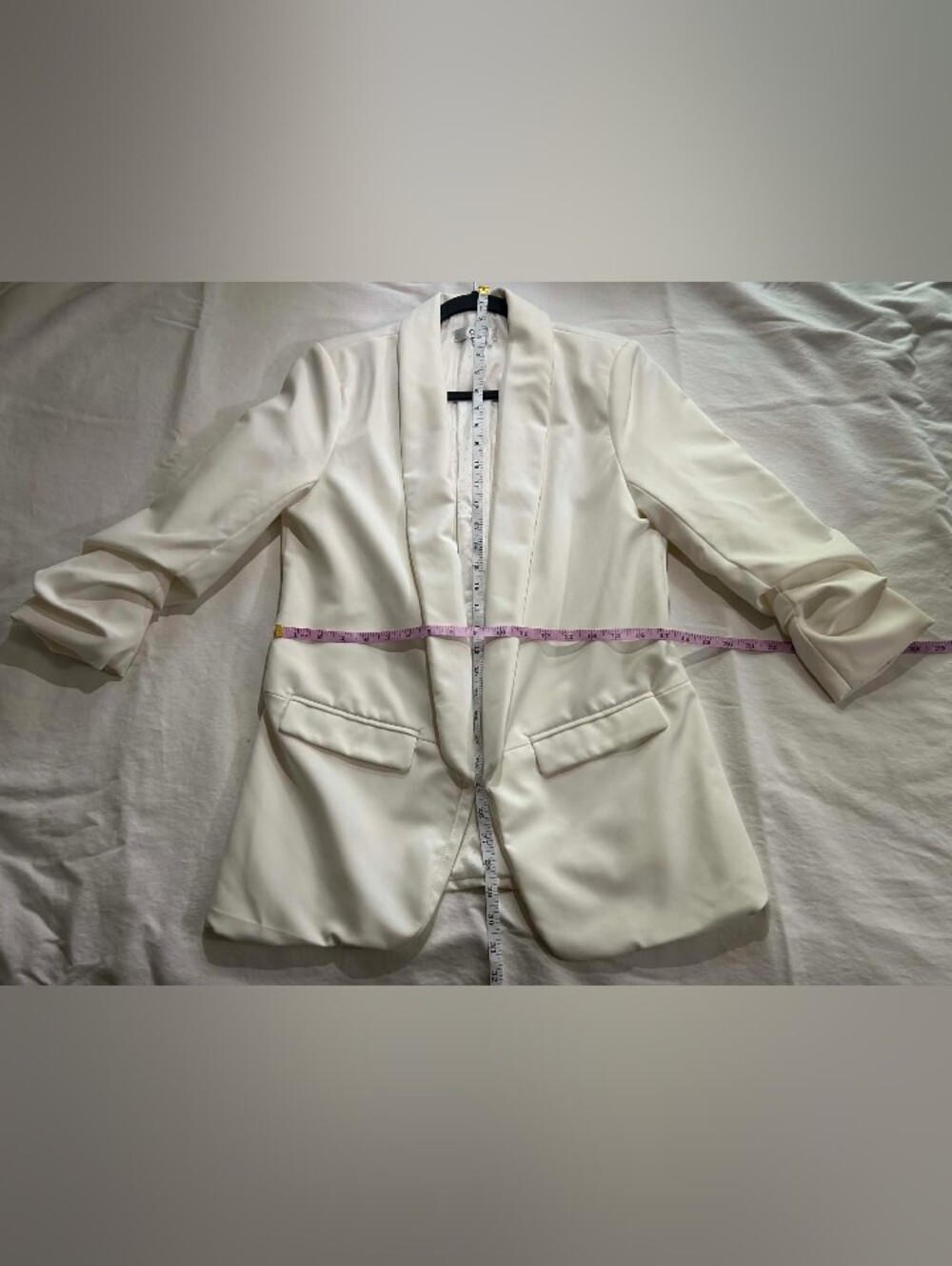 Ovi Cream Open-Front Trench Blazer